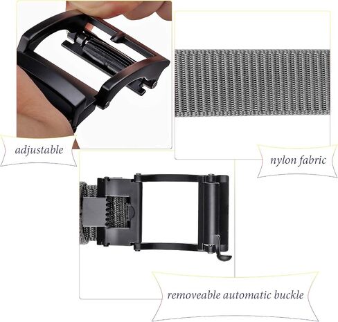 Sportmusies Adjustable Nylon Web Belts for Men Ratchet Belt with Automatic Slide Buckle in Kuwait