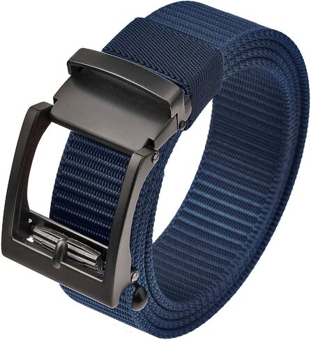 Sportmusies Adjustable Nylon Web Belts for Men Ratchet Belt with Automatic Slide Buckle in Kuwait