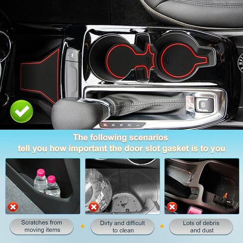 BIXUAN 2025 Trax Door Slot Mat Liner Accessories for 2024 2025 Chevy Trax LS/1RS/LT/2RS/ACTIV Non-Slip Rubber Mat Cup Holder Center Console Liner Inserts 14PCS Red Trim in Kuwait