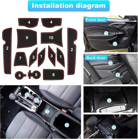 BIXUAN 2025 Trax Door Slot Mat Liner Accessories for 2024 2025 Chevy Trax LS/1RS/LT/2RS/ACTIV Non-Slip Rubber Mat Cup Holder Center Console Liner Inserts 14PCS Red Trim in Kuwait