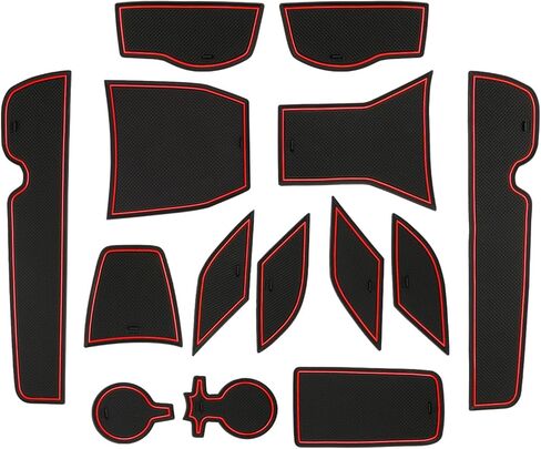 BIXUAN 2025 Trax Door Slot Mat Liner Accessories for 2024 2025 Chevy Trax LS/1RS/LT/2RS/ACTIV Non-Slip Rubber Mat Cup Holder Center Console Liner Inserts 14PCS Red Trim in Kuwait