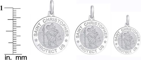 925 Sterling Silver Saint Christopher Charm Pendant Patron Saint of Travelers, Made in Italy in Saudi Arabia