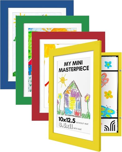 Americanflat 10x12.5 Kids Art Frame - Front Loading Picture Frame - Set of 2 - Use as 8.5x11 Frame with Mat or 10x12.5 Frame Without Mat - My Mini Masterpiece - Holds 100 Artworks - Blue in Saudi Arabia