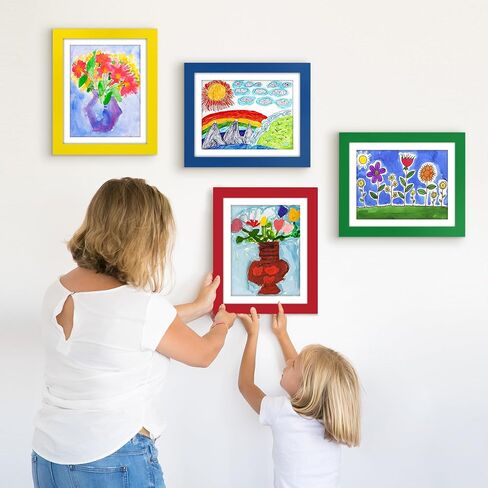 Americanflat 10x12.5 Kids Art Frame - Front Loading Picture Frame - Set of 2 - Use as 8.5x11 Frame with Mat or 10x12.5 Frame Without Mat - My Mini Masterpiece - Holds 100 Artworks - Blue in Saudi Arabia