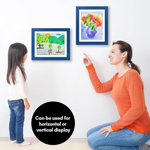 Americanflat 10x12.5 Kids Art Frame - Front Loading Picture Frame - Set of 2 - Use as 8.5x11 Frame with Mat or 10x12.5 Frame Without Mat - My Mini Masterpiece - Holds 100 Artworks - Blue in Saudi Arabia