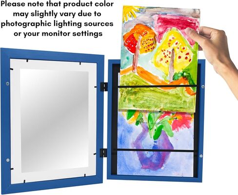 Americanflat 10x12.5 Kids Art Frame - Front Loading Picture Frame - Set of 2 - Use as 8.5x11 Frame with Mat or 10x12.5 Frame Without Mat - My Mini Masterpiece - Holds 100 Artworks - Blue in Saudi Arabia
