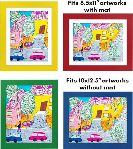 Americanflat 10x12.5 Kids Art Frame - Front Loading Picture Frame - Set of 2 - Use as 8.5x11 Frame with Mat or 10x12.5 Frame Without Mat - My Mini Masterpiece - Holds 100 Artworks - Blue in Saudi Arabia