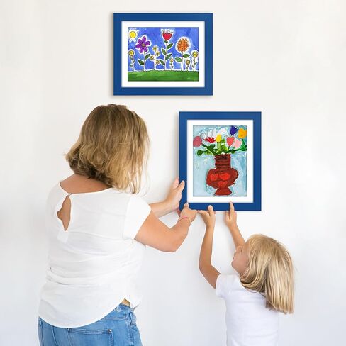 Americanflat 10x12.5 Kids Art Frame - Front Loading Picture Frame - Set of 2 - Use as 8.5x11 Frame with Mat or 10x12.5 Frame Without Mat - My Mini Masterpiece - Holds 100 Artworks - Blue in Saudi Arabia