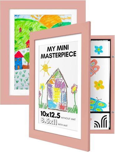 Americanflat 10x12.5 Kids Art Frame - Front Loading Picture Frame - Set of 2 - Use as 8.5x11 Frame with Mat or 10x12.5 Frame Without Mat - My Mini Masterpiece - Holds 100 Artworks - Blue in Saudi Arabia