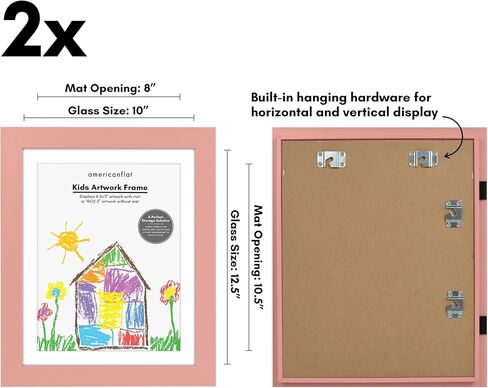Americanflat 10x12.5 Kids Art Frame - Front Loading Picture Frame - Set of 2 - Use as 8.5x11 Frame with Mat or 10x12.5 Frame Without Mat - My Mini Masterpiece - Holds 100 Artworks - Blue in Saudi Arabia