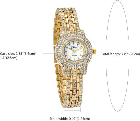JewelryWe Women Watches Gold Tone Alloy Rhinestone Quartz Watch Stylish Bling Dress Watch Wristwatches for Christmas in Kuwait