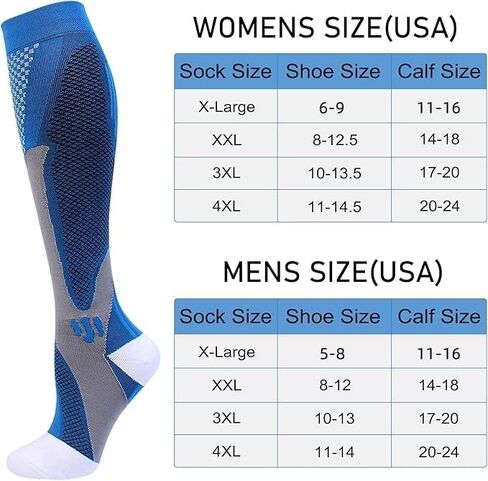 Double Couple 5 Pairs Wide Calf Compression Socks for Men Women Extra Plus Size Knee High Support in Saudi Arabia