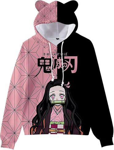 3D Anime Hoodie Cute Cat Ear Sweatshirt Harajuku Anime Cosplay Coat Pullover Tracksuit Sweater Men Women Girls in Saudi Arabia