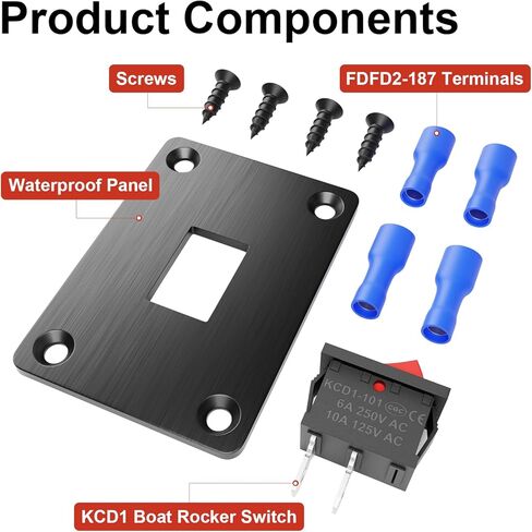 QTEATAK Prewired 6-Pin 3 Position I、II Button Switch, Rocker Switch, Toggle Switch with Mounting Plate - Waterproof Cap Included in Kuwait