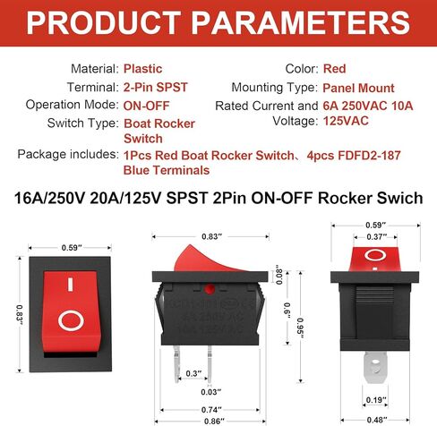 QTEATAK Prewired 6-Pin 3 Position I、II Button Switch, Rocker Switch, Toggle Switch with Mounting Plate - Waterproof Cap Included in Kuwait