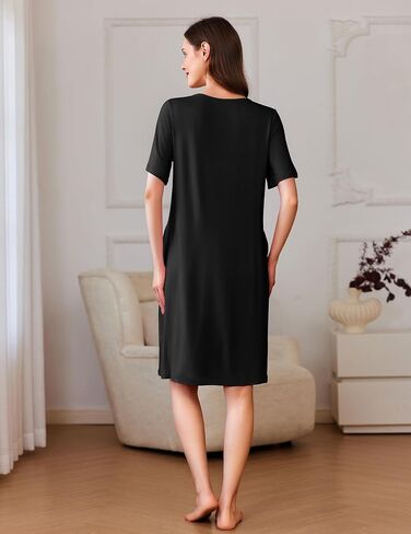 Ekouaer Women Zipper Robe Short Sleeves House Coat Zipper Front Bathrobe Sleepwear with Pockets Housecoat Nightgown in Saudi Arabia
