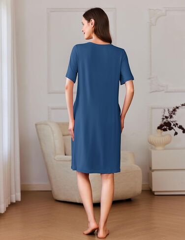 Ekouaer Women Zipper Robe Short Sleeves House Coat Zipper Front Bathrobe Sleepwear with Pockets Housecoat Nightgown in Saudi Arabia