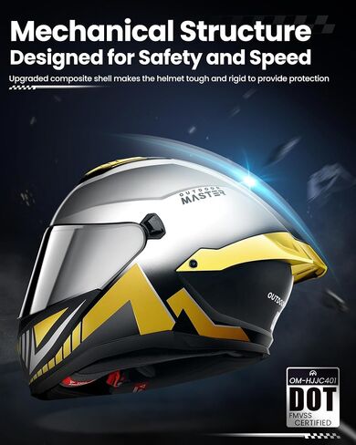 OutdoorMaster Full Face Dual Visor Adult Motorcycle Helmet for Motorbike Street Bike with Pinlock Ready DOT Approved in Saudi Arabia