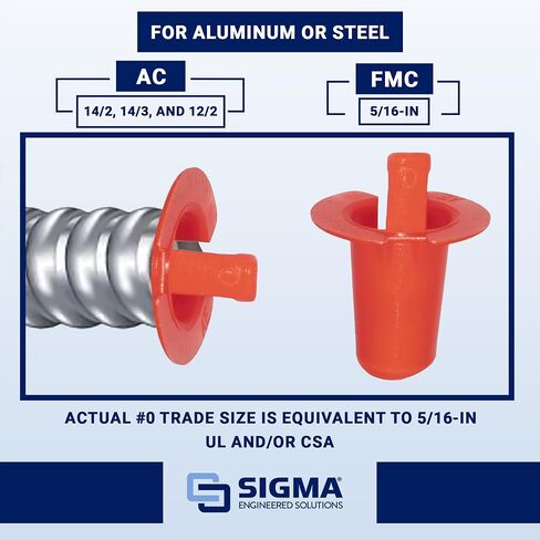 Sigma Engineered Solutions ProConnex 02-55036L AC/Flex Anti-Short Bushings #1 Conduit Fitting, 35-Pack, Red in Saudi Arabia
