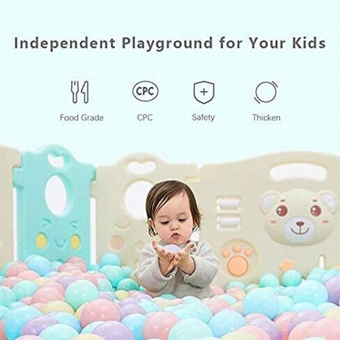 MoonxHome Ball Pit Balls Crush Proof Plastic Children's Toy Balls Macaron Ocean Balls 2.15 Inch Pack of 200 White&Green&Pink in Saudi Arabia