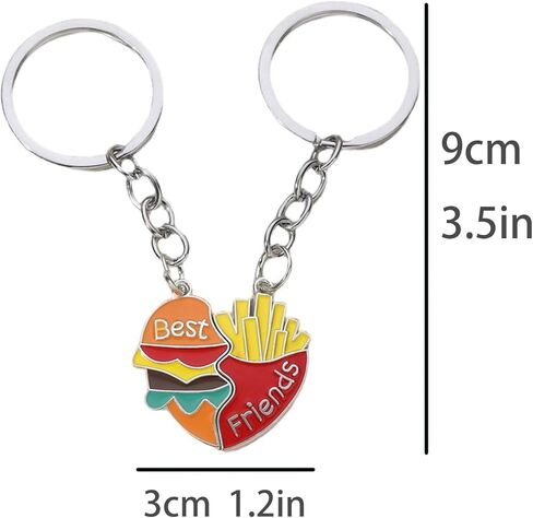 Funny BFF Hamburger and Fries Keychain Set - Best Friend Friendship Memorial Gift in Kuwait