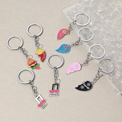 Funny BFF Hamburger and Fries Keychain Set - Best Friend Friendship Memorial Gift in Kuwait