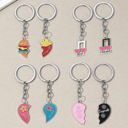 Funny BFF Hamburger and Fries Keychain Set - Best Friend Friendship Memorial Gift in Kuwait