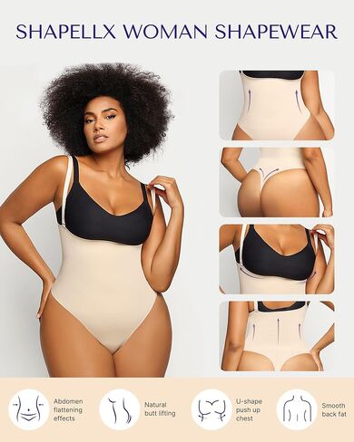 SHAPELLX Women's ShapewearTummy Control Slimmer Body Shaper Seamless Backless Bodysuit Thong in Saudi Arabia