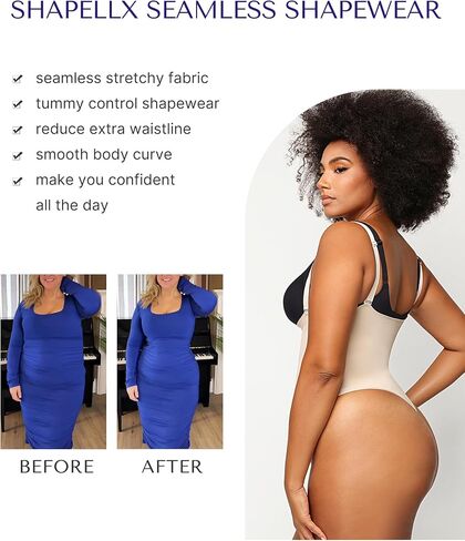 SHAPELLX Women's ShapewearTummy Control Slimmer Body Shaper Seamless Backless Bodysuit Thong in Saudi Arabia