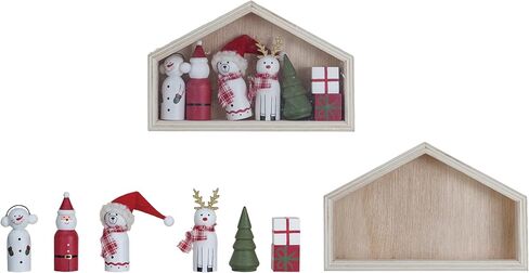 Creative Co-Op Wood Holiday Icons in House, Multicolor, Set of 8 in Saudi Arabia