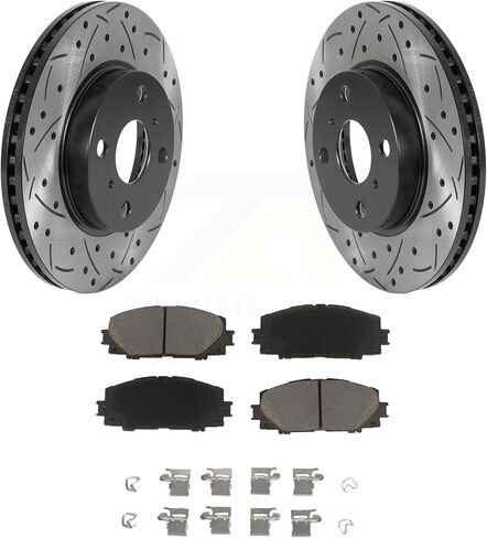 دوارات فرامل قرصية محفورة ومغلفة أمامية من Transit ومجموعة وسادات سيراميك بديلة لسيارة Toyota Yaris Prius C Scion iQ KDC-100072 in Saudi Arabia