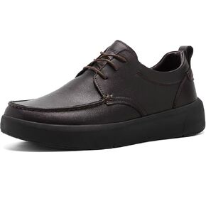 XPACS Men's Orthopedic Leather Dress Walking Shoes: Comfortable Plantar Fasciitis Arch Support Sneakers, Casual Business Work Adjustable Fit Orthotic Flat Feet Oxfords for Heel Foot Pain Relief