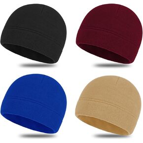 4 Pieces Fleece Watch Cap Winter Warm Skull Beanie Fleece Thick Hat Windproof for Outdoor Exercising