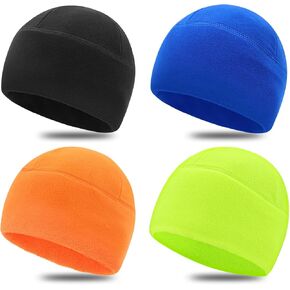 4 Pieces Fleece Watch Cap Winter Warm Skull Beanie Fleece Thick Hat Windproof for Outdoor Exercising
