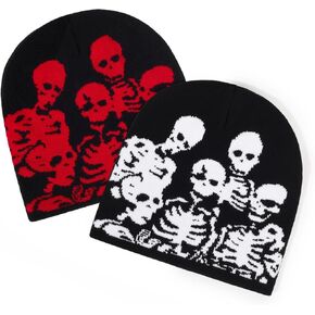 Y2k Beanie Hat Unisex Winter Warm Beanie for Women Mens Knitted Skull Spider Letter Slouchy Warm Hat