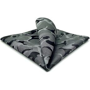 SHLAX&WING Unique Grey Pocket Square for Men Camo Camouflage 12.6 inches