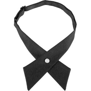 Pre-Tied Bow Tie for Women Adjustable Womens Tie Criss-Cross Tie Black Neck Tie for Women, Unisex School Uniform Bowtie for Women Men Teens and Adults(Black)