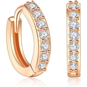 MALOYANVE Titanium Huggie Earrings Delicate Lightweight Statement Cubic Zirconia Hoop Earrings Wedding Mothers Day Jewelry Gifts for Men Women