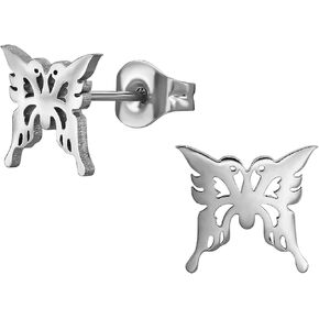 20GA Stainless Steel Butterfly Outline Stud Earrings, Sold as a Pair