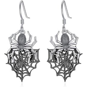 RMREWY 925 Sterling Silver Spider Earrings Spider Web Dangle Earrings Spider Jewelry Birthday Gifts for Women Men (Spider Earrings)