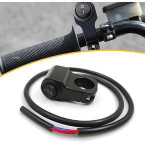 1 PC Motorcycle Handlebar Switch, Alloy Waterproof High and Low Beam Turn Signal Toggle Control Switch, 3-Speed Adjustment with Wiring Harness Accessories, Universal for Motorcycles (Black)