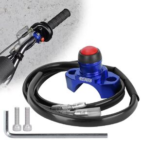 CNC Universal Motorcycle Engine Stop Start Kill Switch Button with Mounting Backplate for Motorcycle, ATV, Dirt Pit Bike, Scooter, Quad Etc with 22mm Handlebar - Red