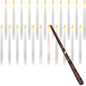 Halloween Decorations, Floating Candles 22pcs Flameless Candles with Wand Remote Magic Hanging Candles Flickering 8.7" LED Taper Candles Decor for Birthday Party Christmas Halloween Candles