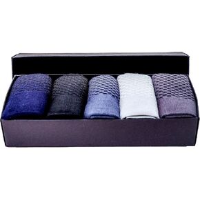 Business Dress Socks Work Crew Seamless/Men's Gift/Variety Pack of 5 With Gift Box