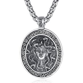 ADMETUS 925 Sterling Silver Greek God Necklaces, Amulet Pendant Necklace, Greek Mythology Protection Jewelry Gifts for Men with 2.5mm 22"+2" Rolo Chain