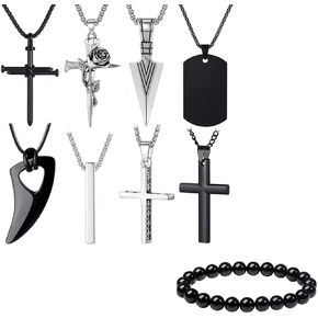 قلادة من مايباوتا للرجال مكونة من 8 قطع وسوار مطرز بحجر السج الأسود in Kuwait