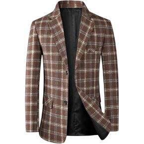 Lars Amadeus Plaid Blazers for Men's Color Block Business Checked Patterned Sports Coat