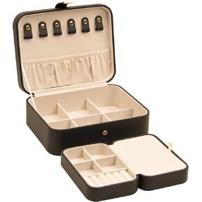 Jewelry Organizer,2-Layer Jewelry box,Protable Travel Jewelry Tray,Large Space Storage Case for Earrings,Rings,Necklaces,Bracelets,Gift for Women,Unique Design,Black and Gold
