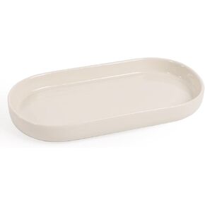 Ceramic Jewelry Dish Tray, Oval Decorative Trinket Dish for Counter, Perfume Vanity Tray Countertop Tray Watch Keys Tray Ring Dish Holder, Dish Soap Tray for Kitchen Sink Bathroom - Cream