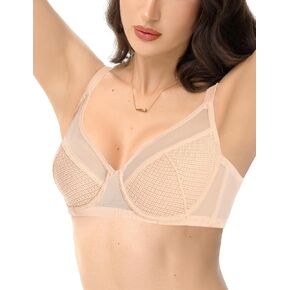 Sexy Unlined Sheer Demi Bra Minimizer Mesh Balconette Bras for Women Plunge Bralette Underwire